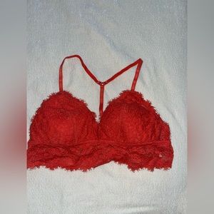 Aerie Red Lace T-Back Padded Bralette